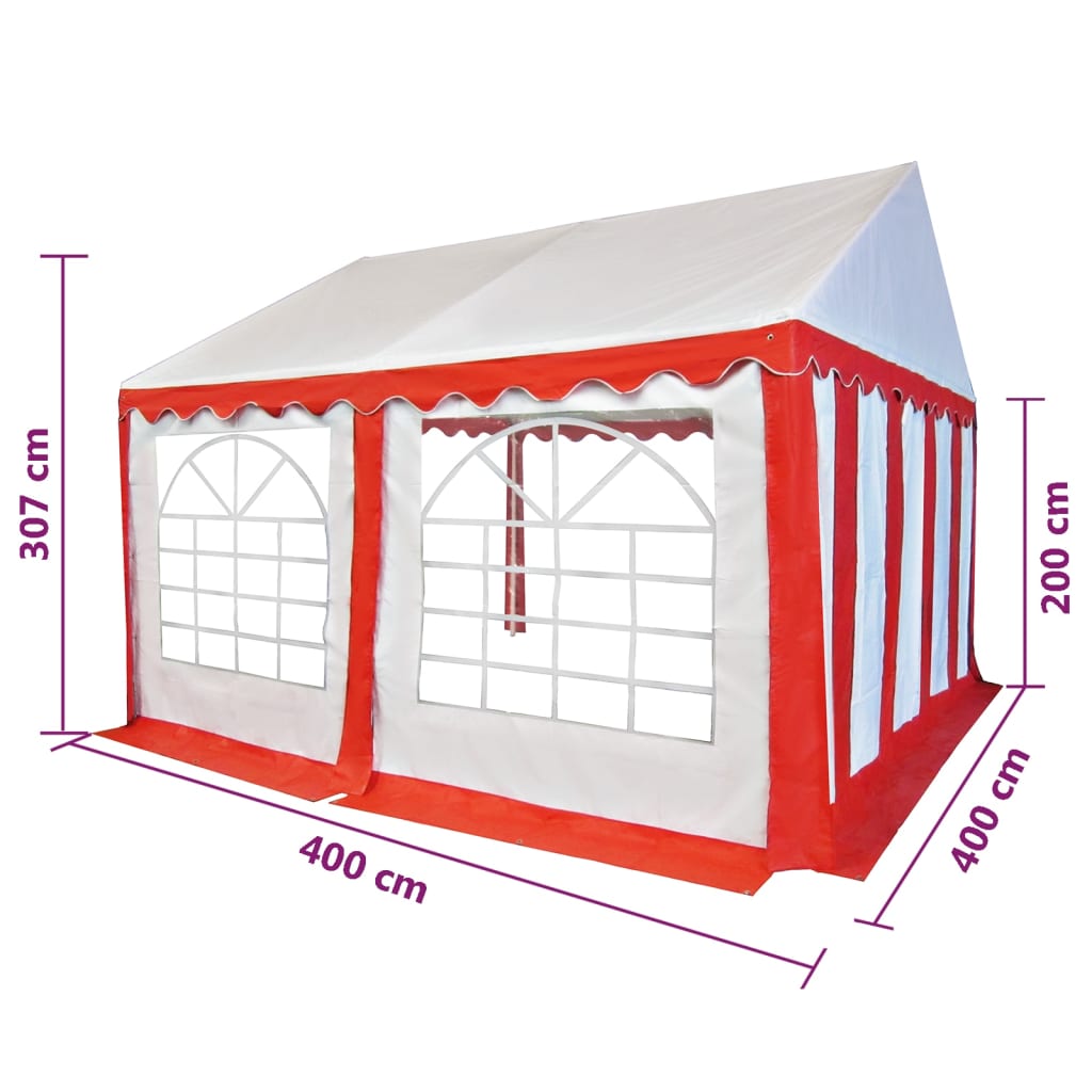 Festzelt-Plane 4x4 m Rot und Weiß