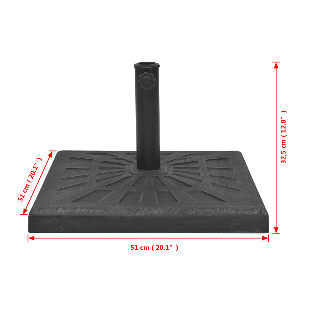 Pied de parasol en résine carré noir 19 kg