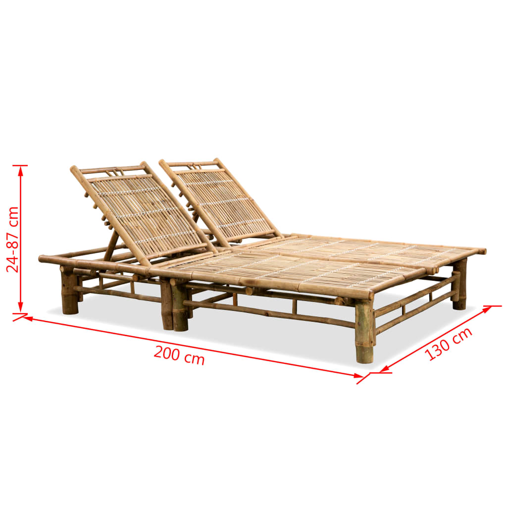Sun lounger for 2 people bamboo