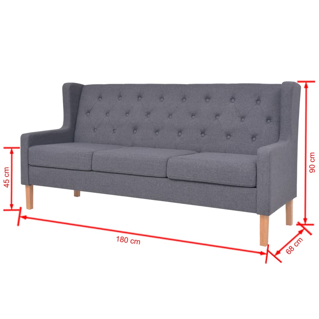 Canapé 3 places en tissu gris