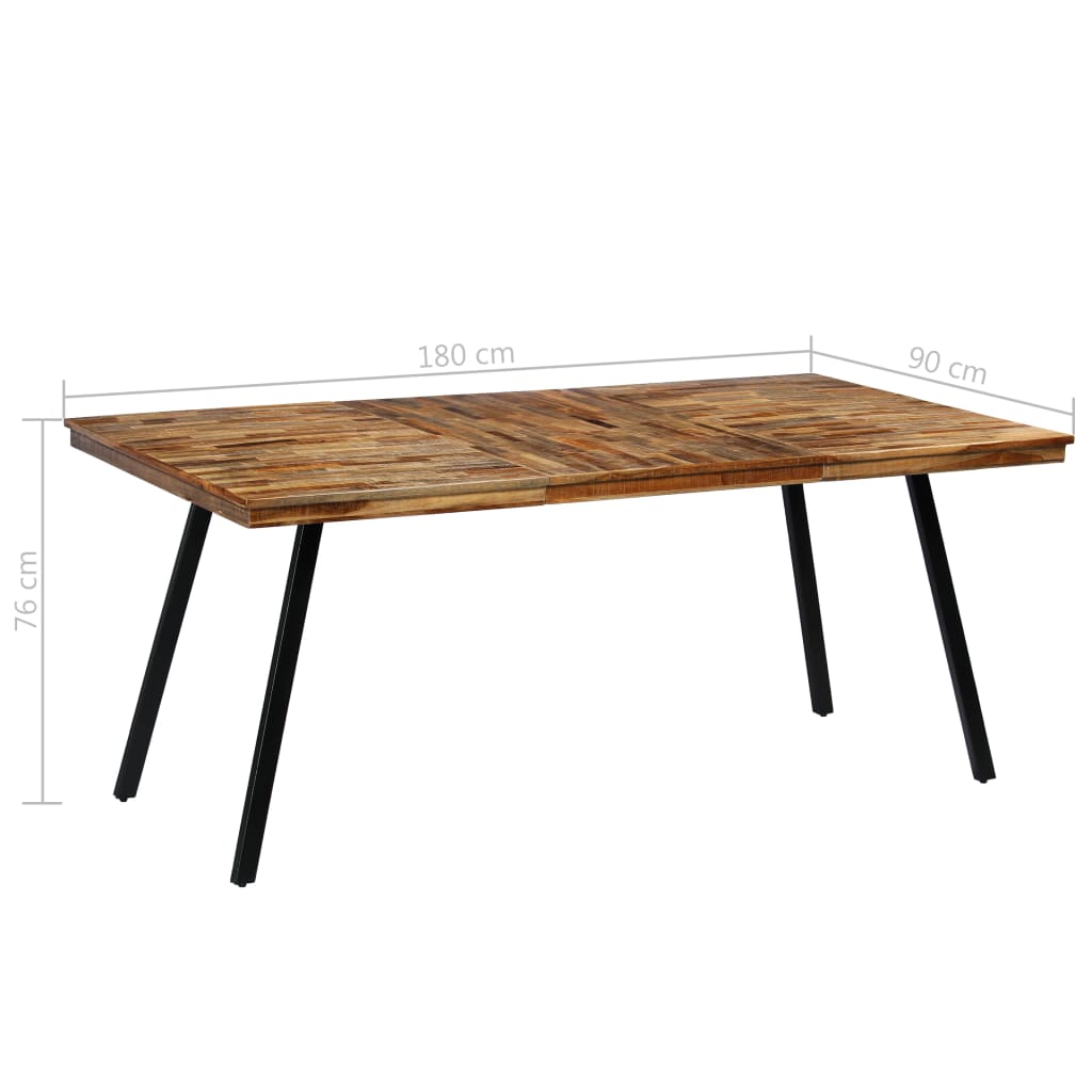 Table à manger en teck recyclé et acier 180x90x76 cm