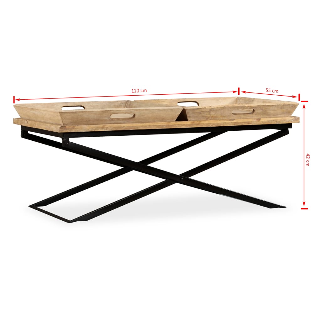 Table basse en bois de manguier massif 110 x 55 x 42 cm
