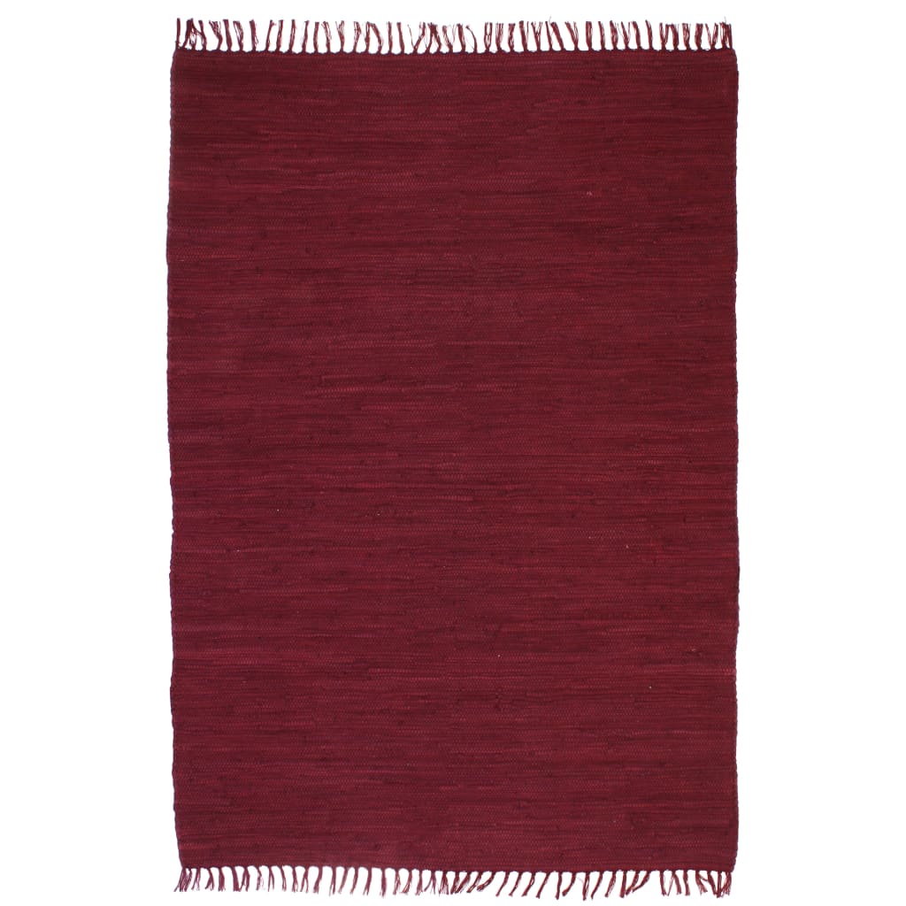 Chindi-Teppich Handgewebt Baumwolle 120x170 cm Burgunderrot