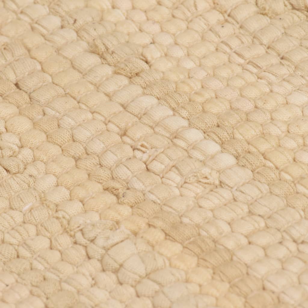 Chindi-Teppich Handgewebt Baumwolle 200x290 cm Creme