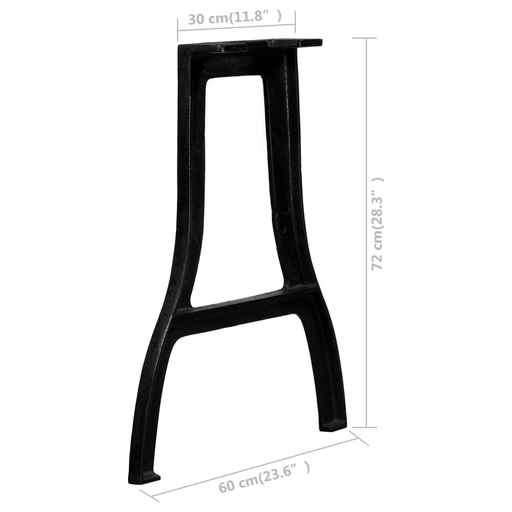 Pieds de table à manger en fonte, 2 pièces, cadre en A