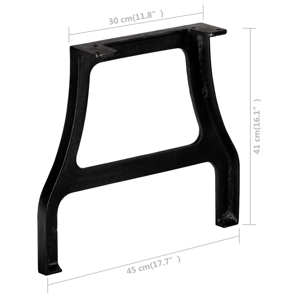Pieds de table basse en fonte, 2 pièces, cadre en A