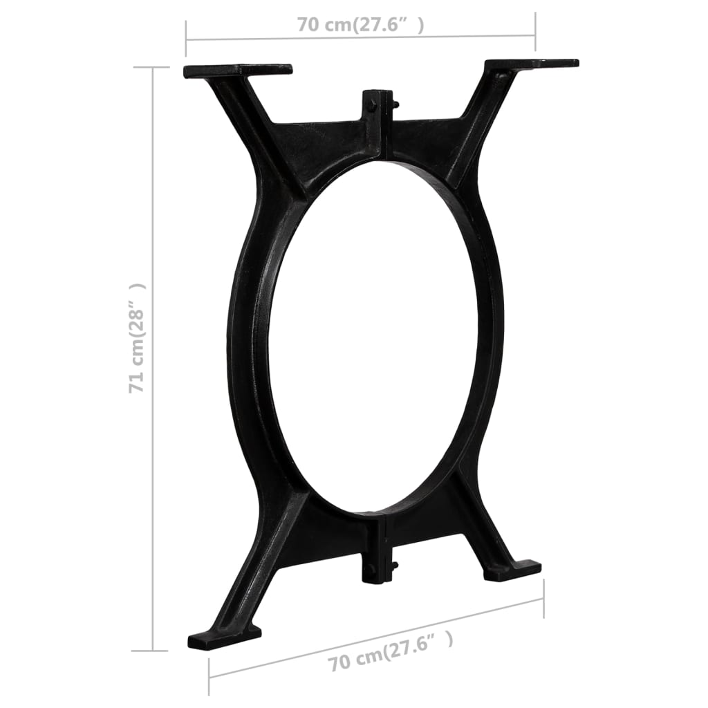 Pieds de table à manger en fonte, 2 pièces, cadre en O