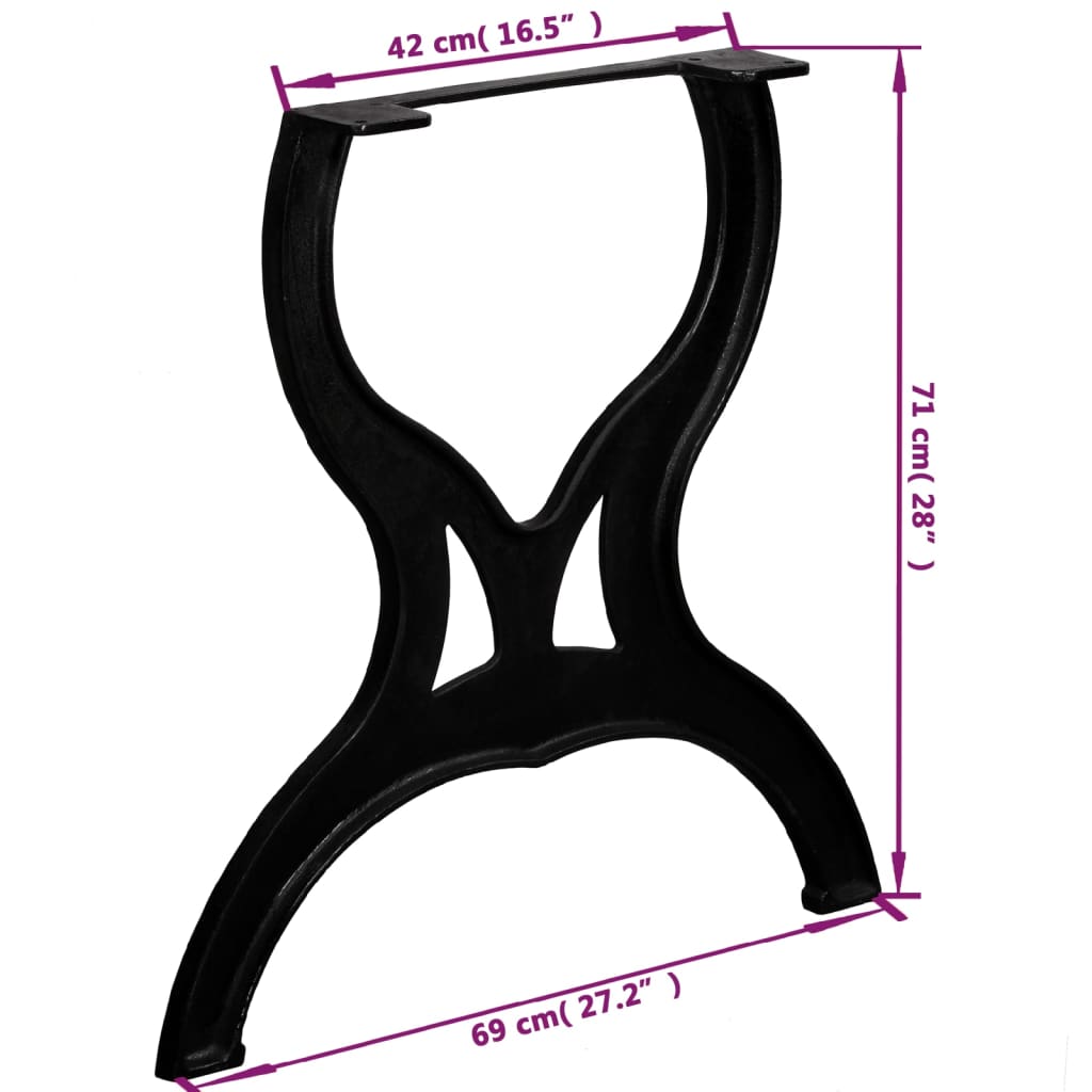 Pieds de table à manger en fonte, 2 pièces, cadre en X