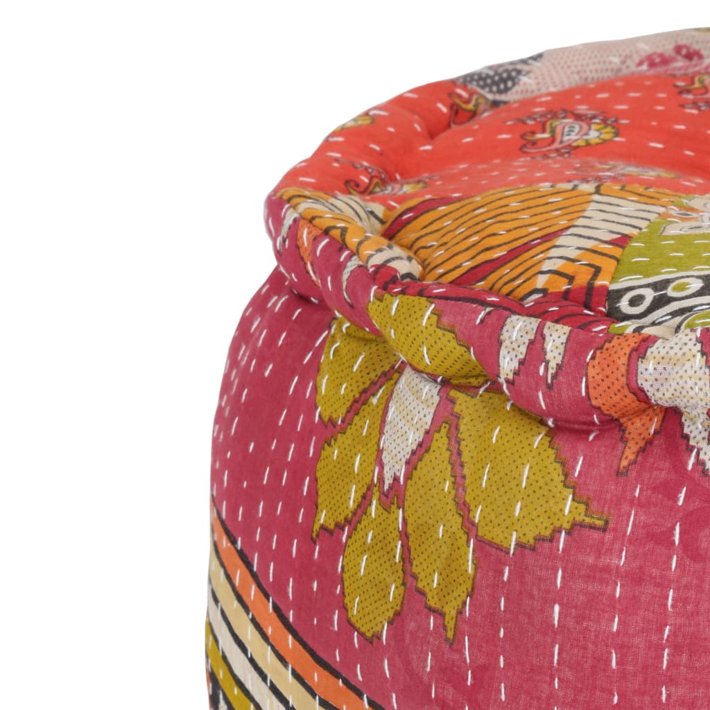 Puff und Teppich 3-tlg. Stoff Patchwork