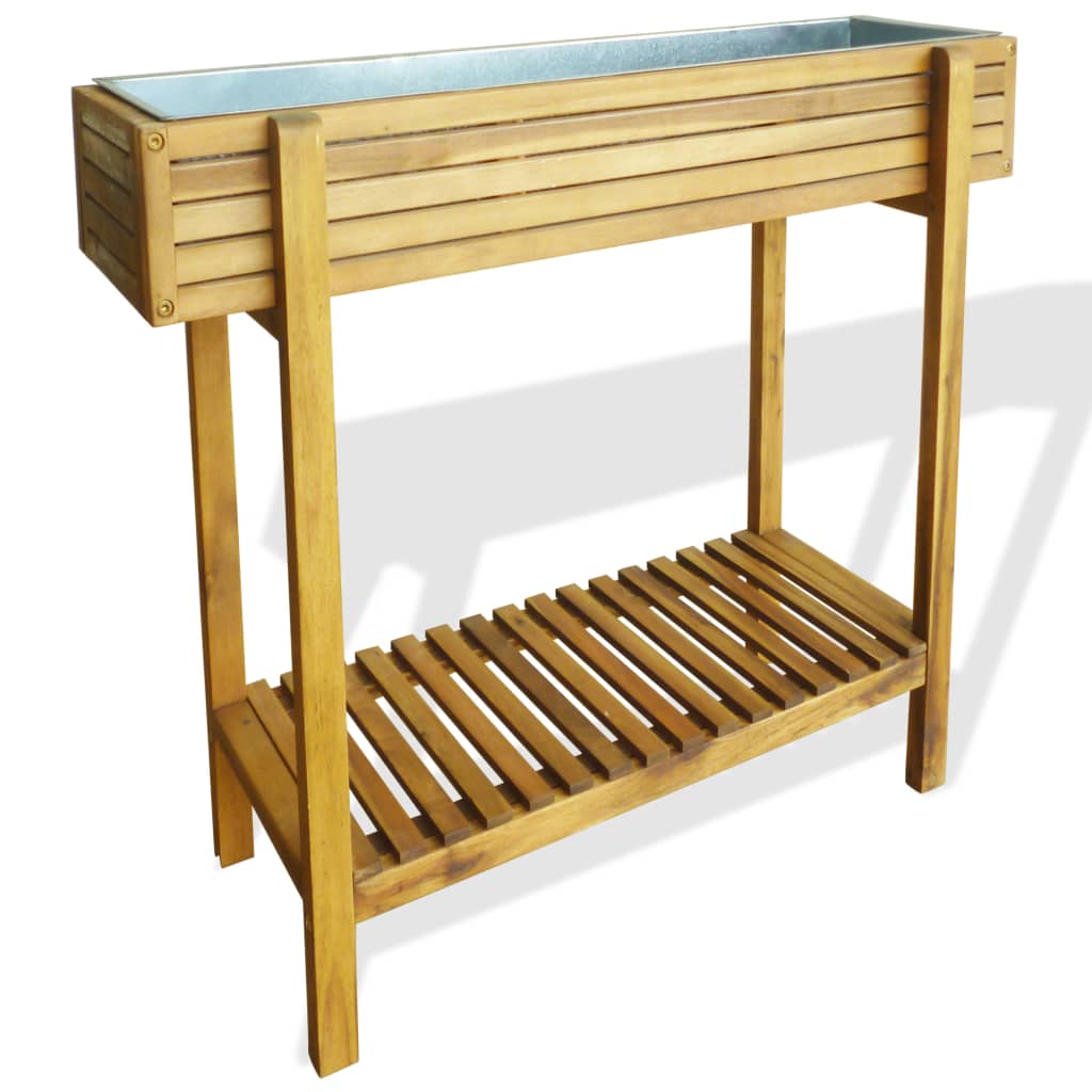 Raised Garden Bed Acacia Solid Wood and Zinc