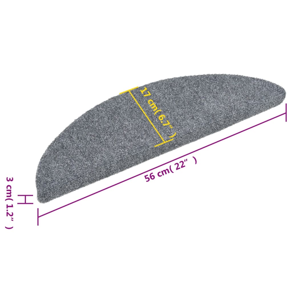 Stufenmatten Selbstklebend 15 Stk. 56x17x3 cm Hellgrau Halbrund