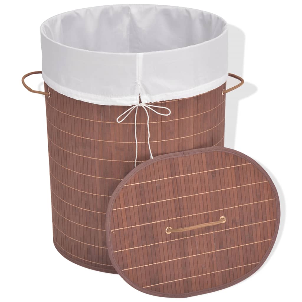 Bamboo Laundry Basket Oval Brown