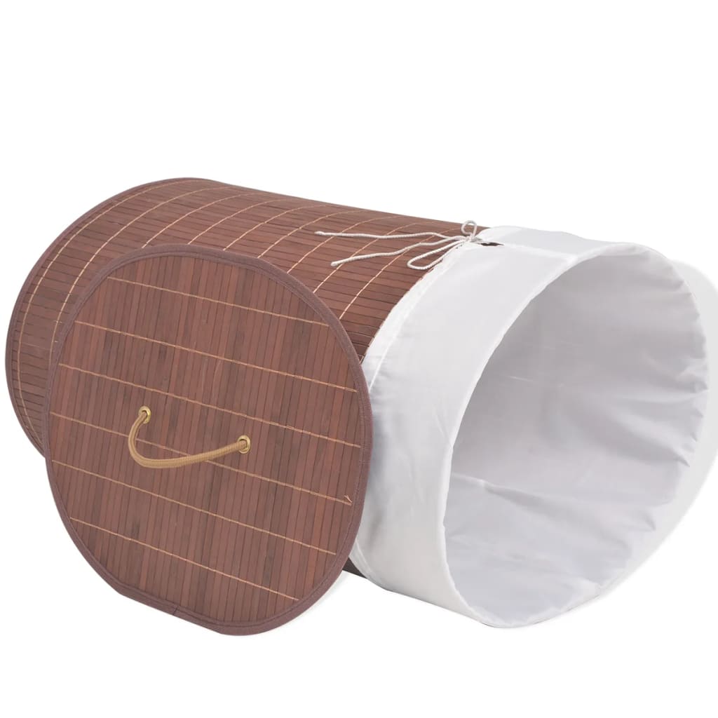 Bamboo Laundry Basket Oval Brown