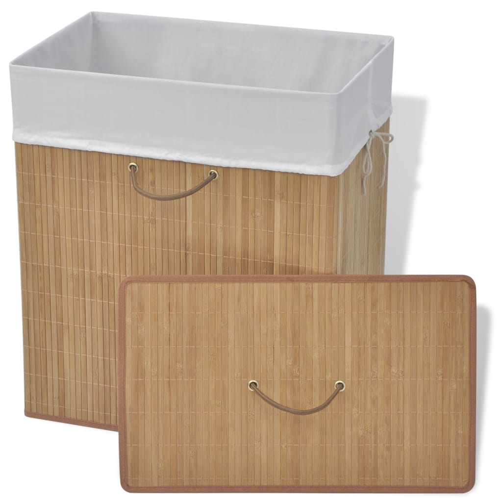 Bamboo Laundry Basket Rectangular Natural