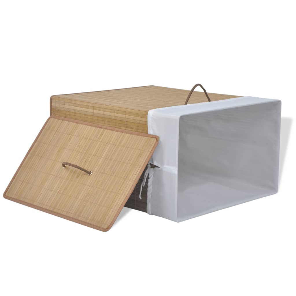 Bamboo Laundry Basket Rectangular Natural