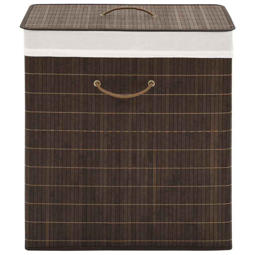 Bamboo laundry basket, rectangular, dark brown