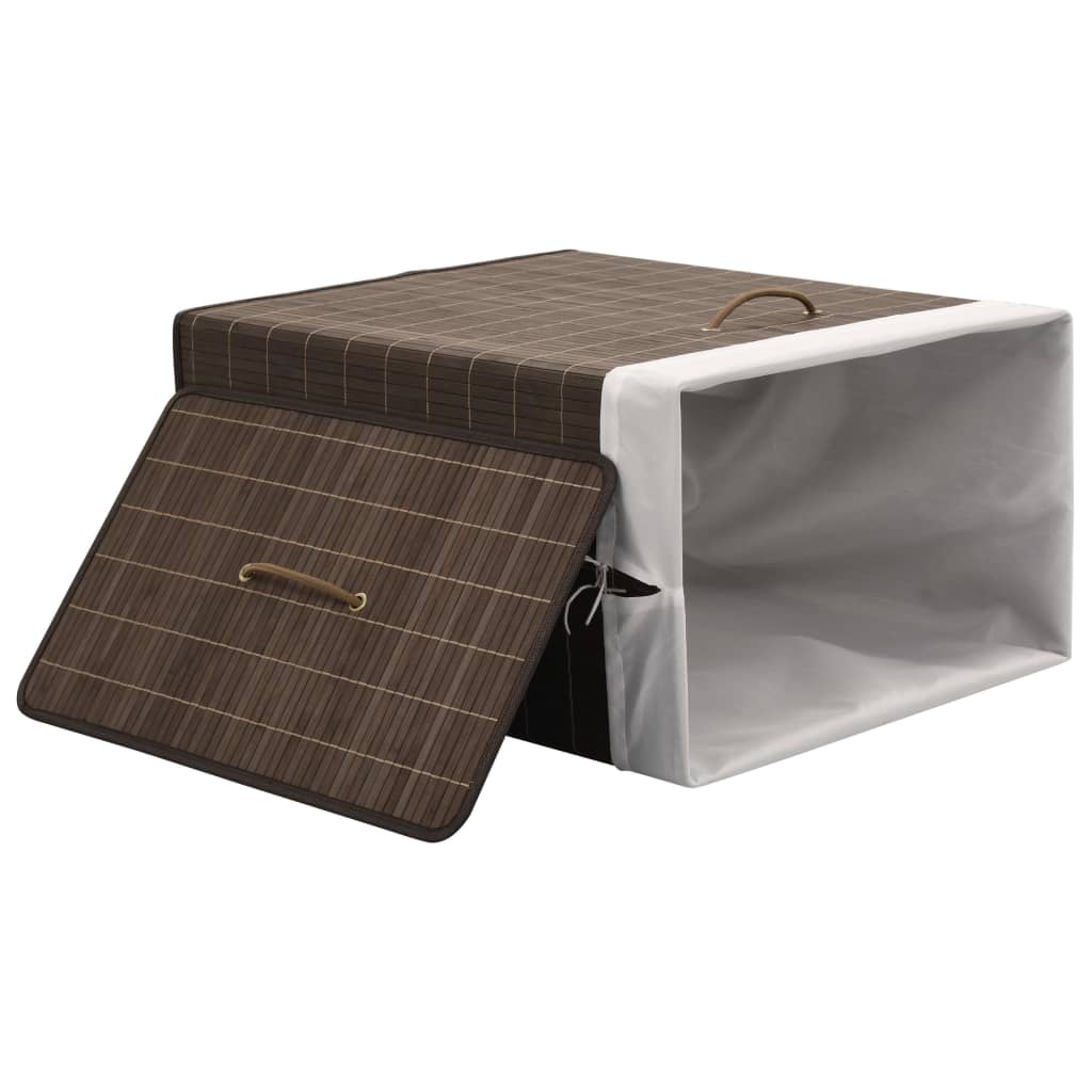 Bamboo laundry basket, rectangular, dark brown