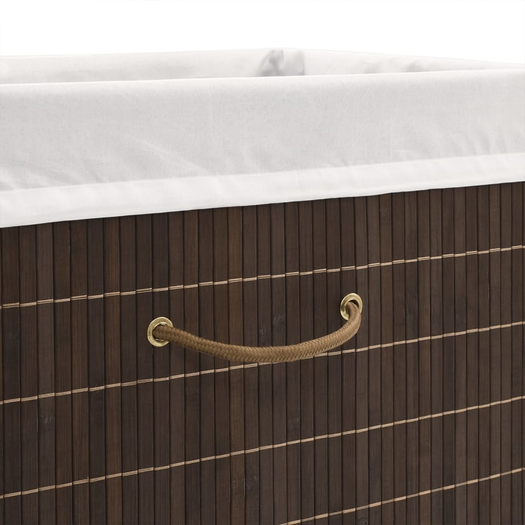 Bamboo laundry basket, rectangular, dark brown