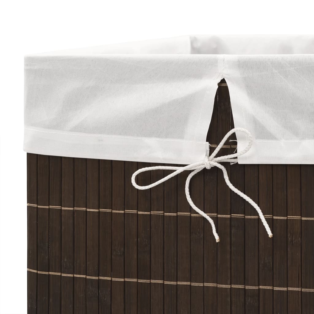 Bamboo laundry basket, rectangular, dark brown