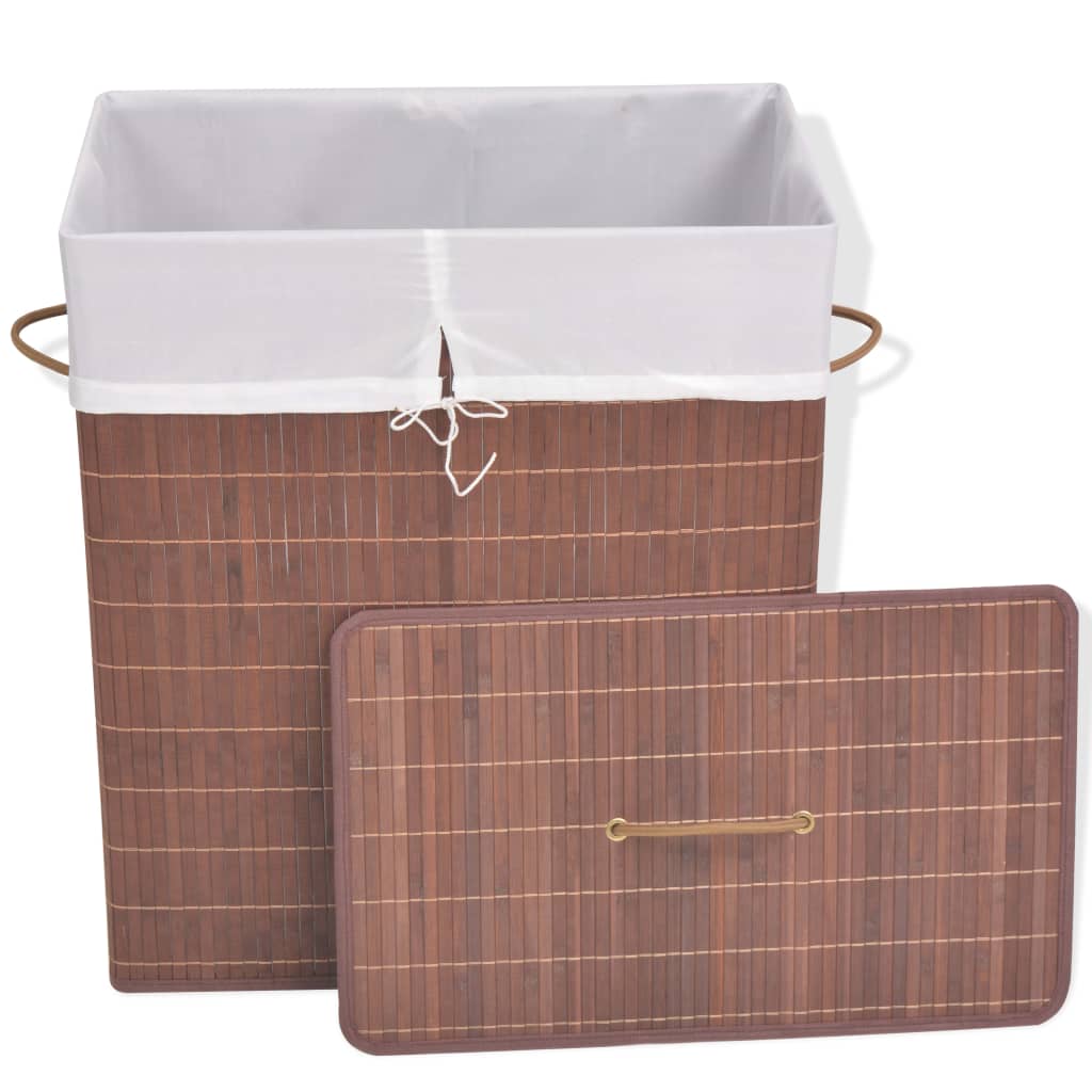 Bamboo Laundry Basket Rectangular Brown