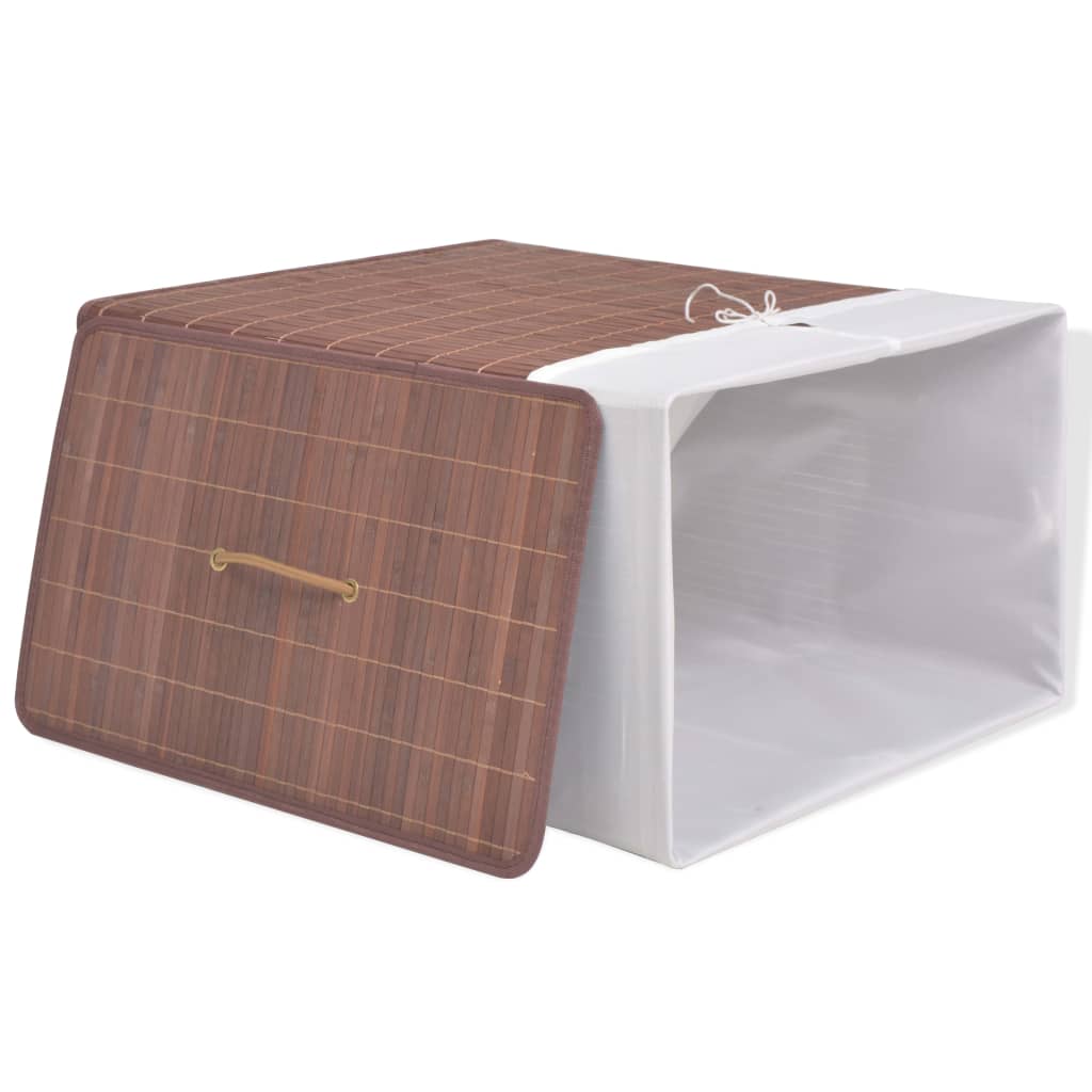 Bamboo Laundry Basket Rectangular Brown