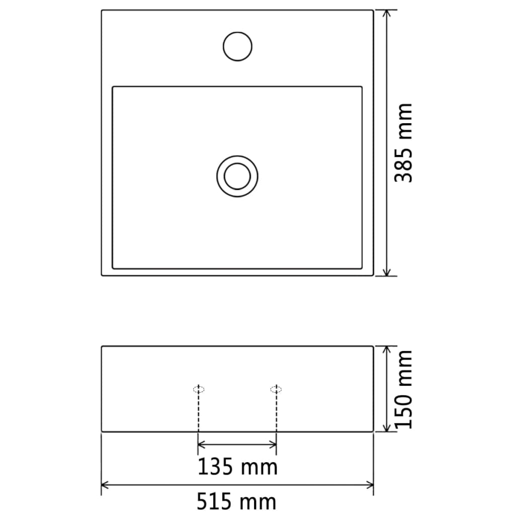 Waschbecken mit Hahnloch Keramik Schwarz 51,5 x 38,5 x 15 cm