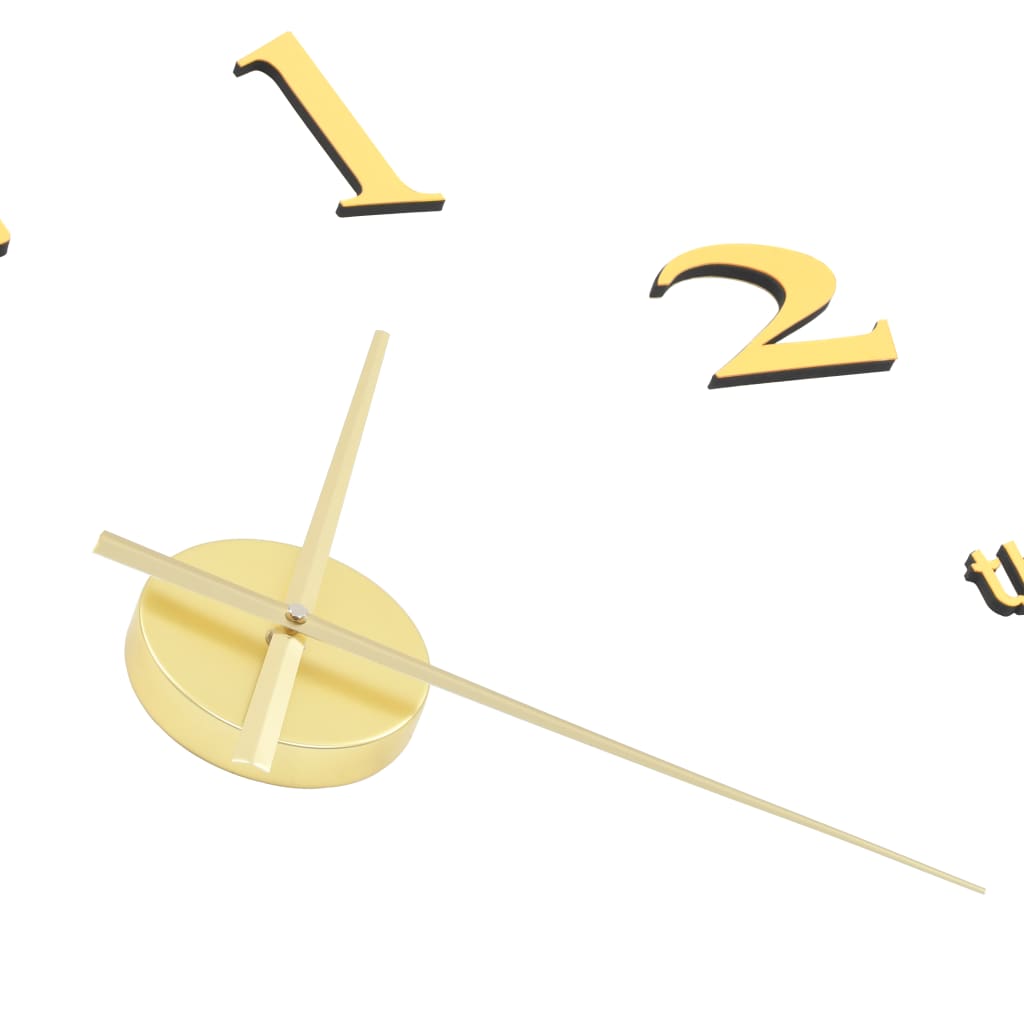 3D Wall Clock Modern Design 100 cm XXL Golden