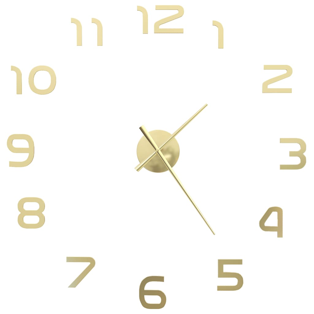 3D Wall Clock Modern Design 100 cm XXL Golden