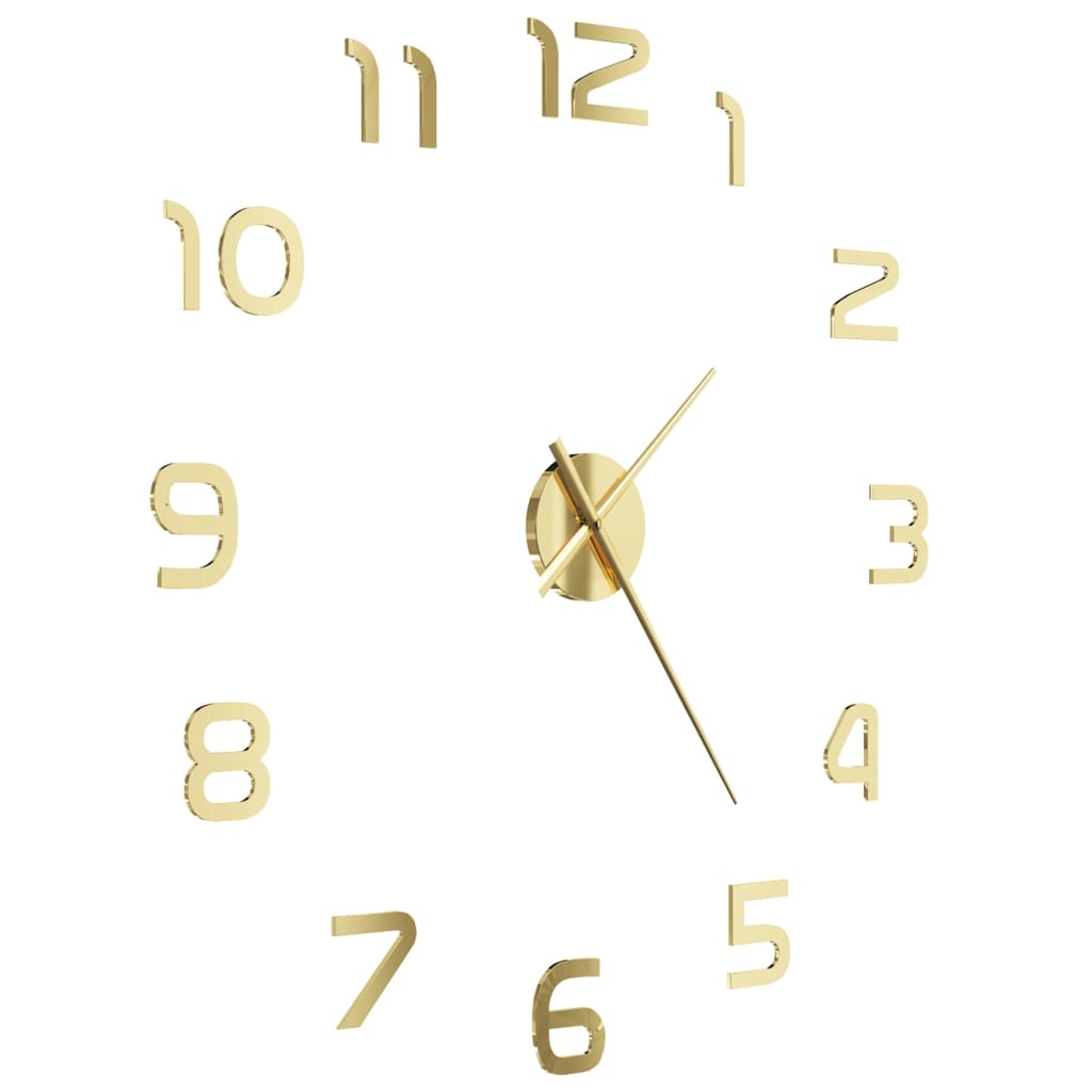 3D Wall Clock Modern Design 100 cm XXL Golden