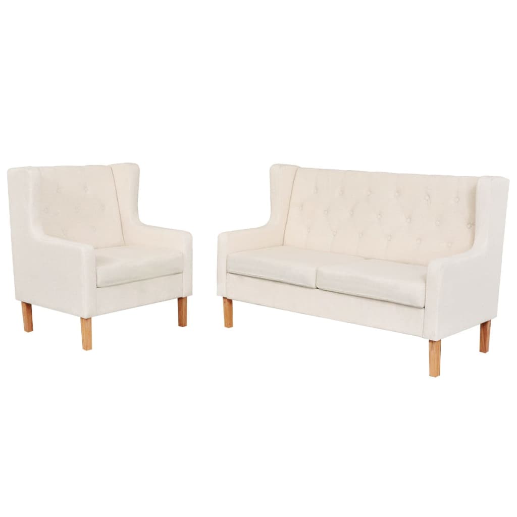 Ensemble de canapé 2 pièces en tissu blanc crème