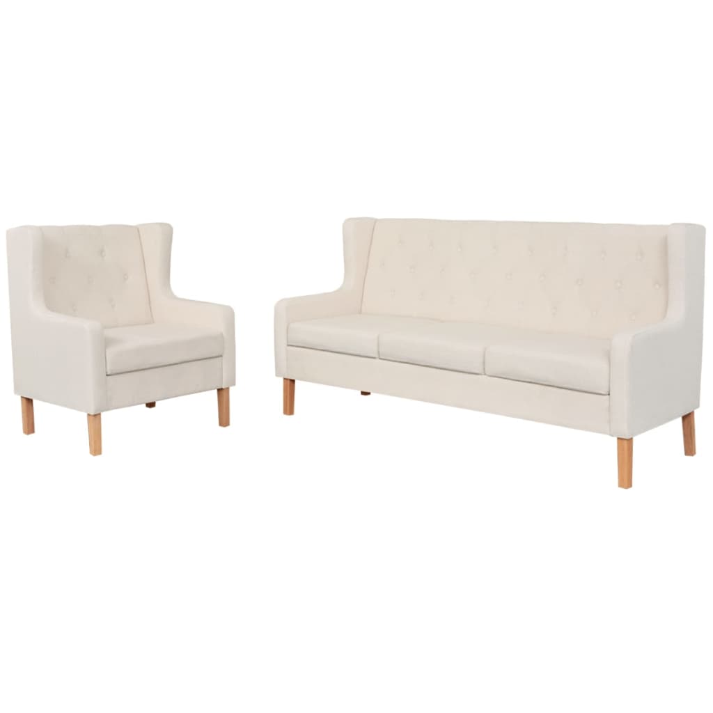 Ensemble de canapé 2 pièces en tissu blanc crème