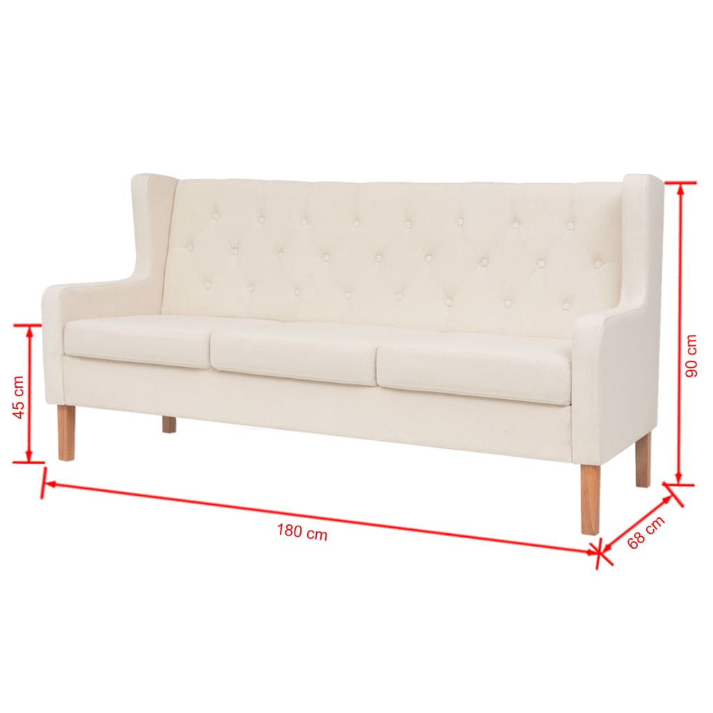 Ensemble de canapé 2 pièces en tissu blanc crème