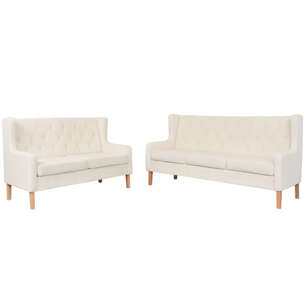 Ensemble de canapé 2 pièces en tissu blanc crème