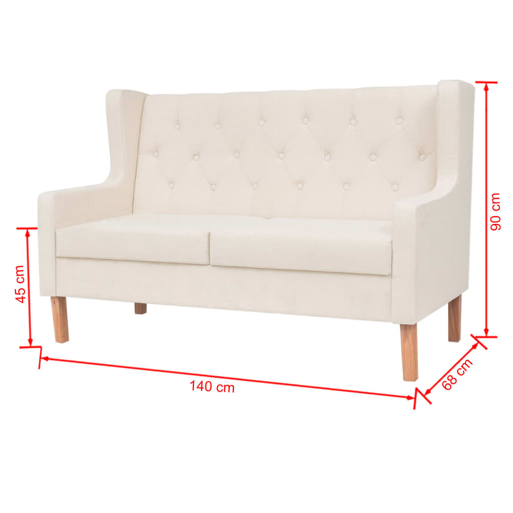 Ensemble de canapé 2 pièces en tissu blanc crème