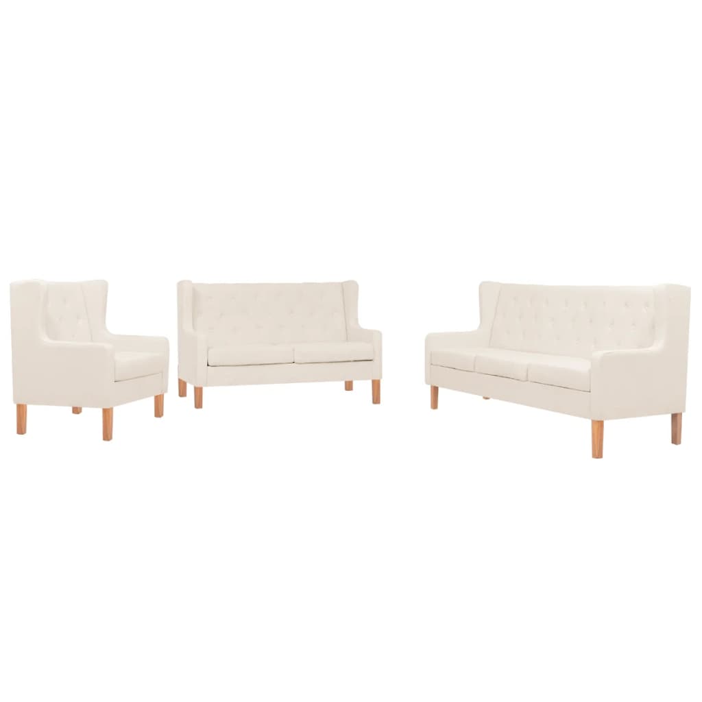 Ensemble de canapé 3 pièces en tissu blanc crème