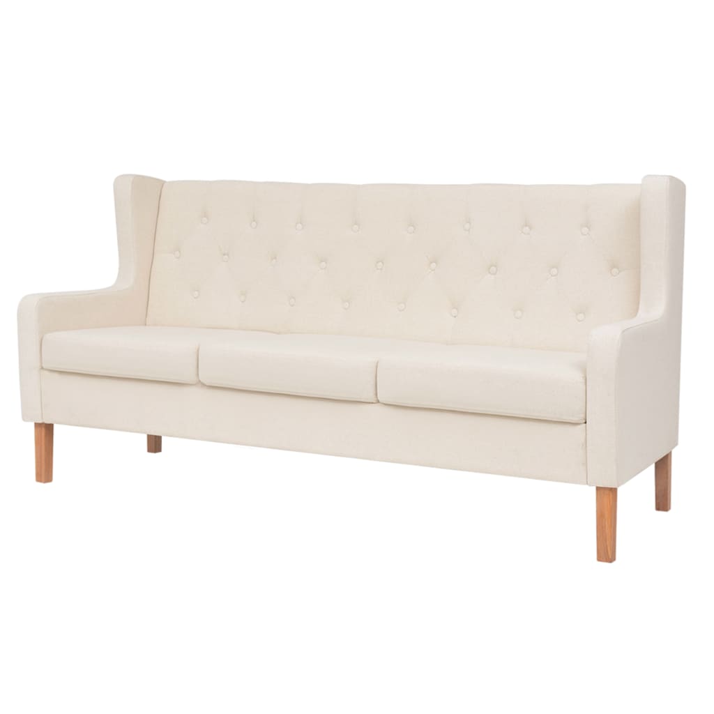 Ensemble de canapé 3 pièces en tissu blanc crème