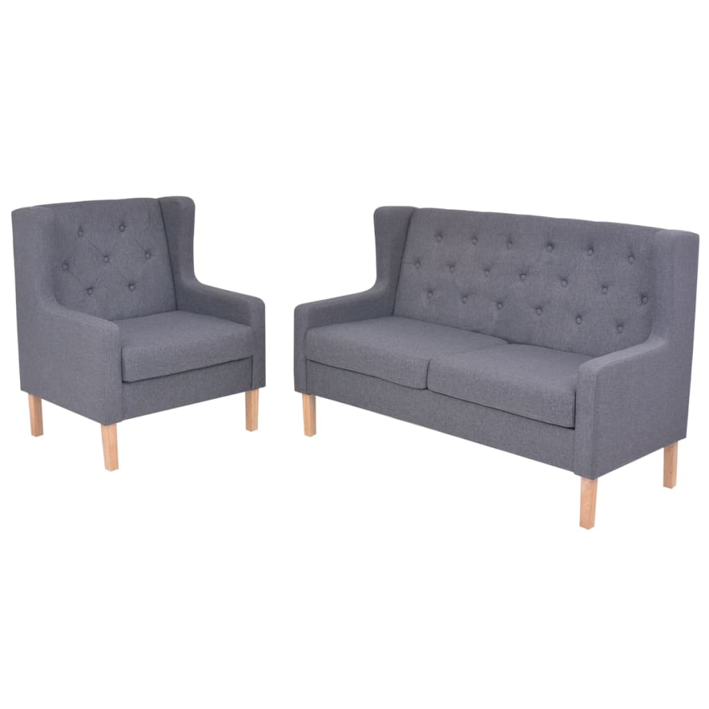 Ensemble de canapé 2 pièces en tissu gris