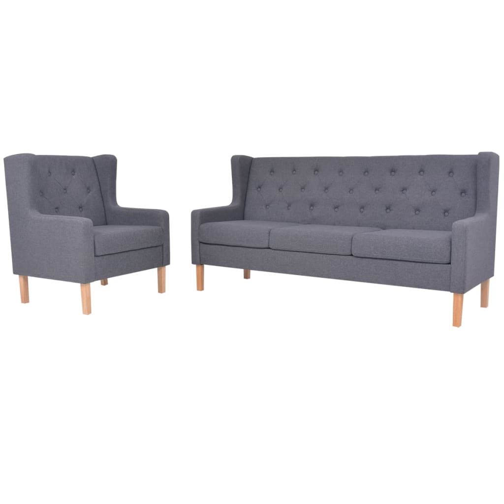 Ensemble de canapé 2 pièces en tissu gris