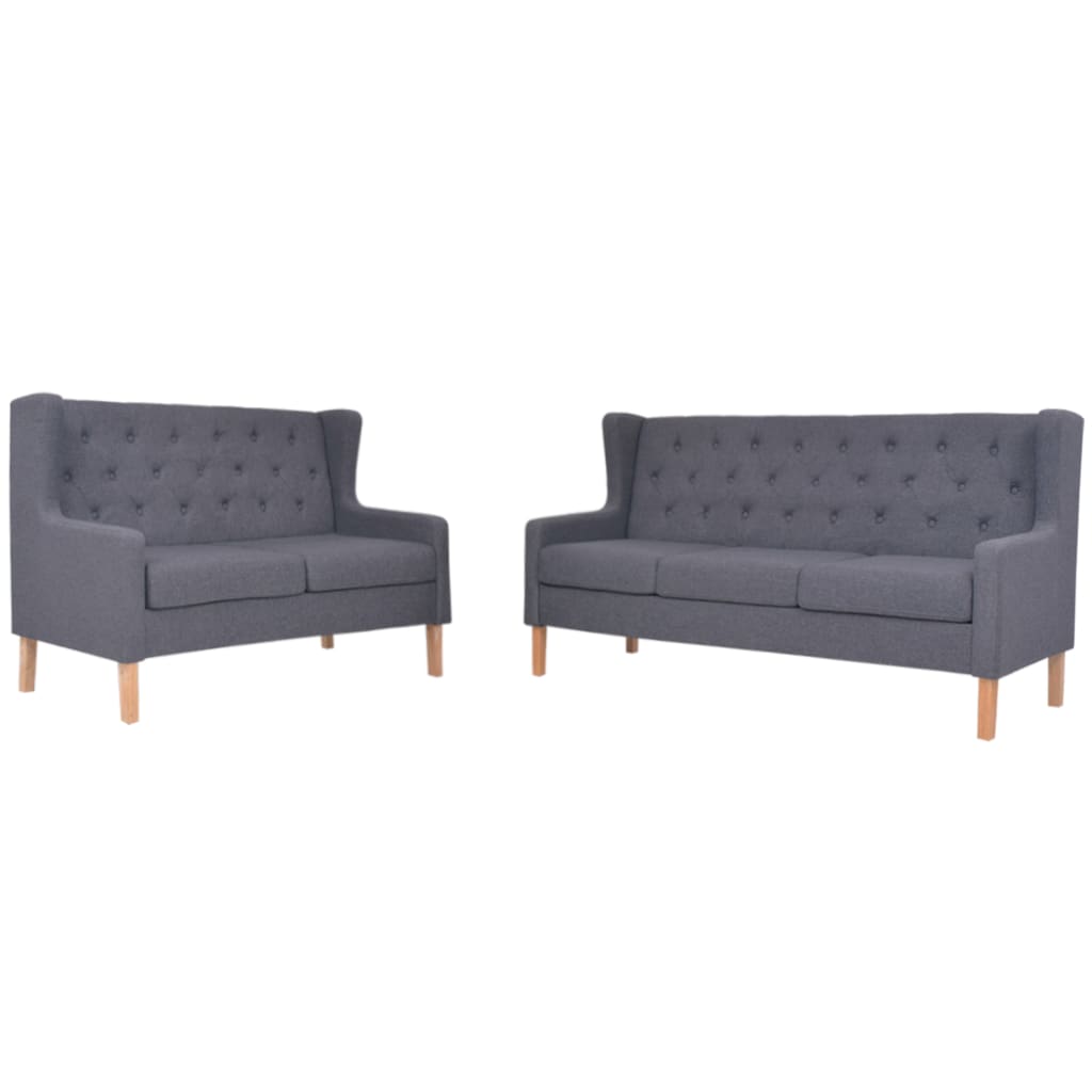 Ensemble de canapé 2 pièces en tissu gris