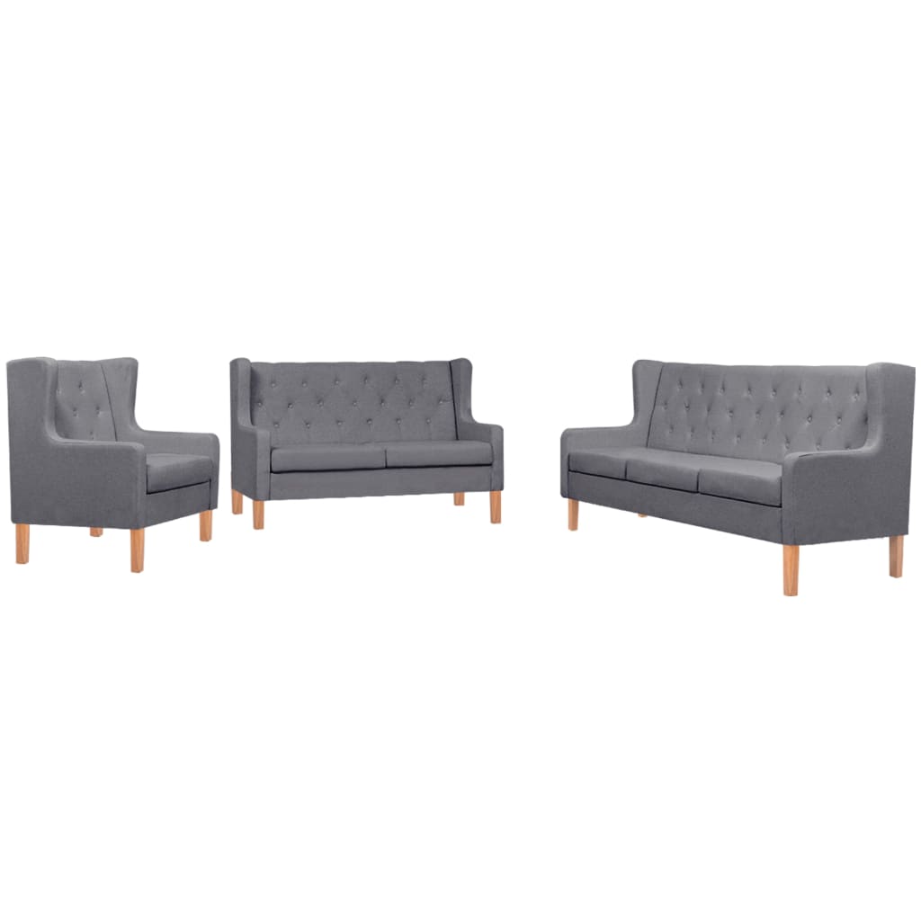 Ensemble de canapé 3 pièces en tissu gris