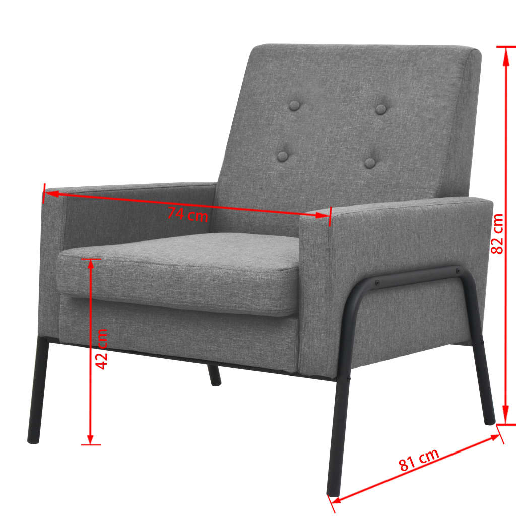 Sessel Hellgrau Stahl und Stoff
