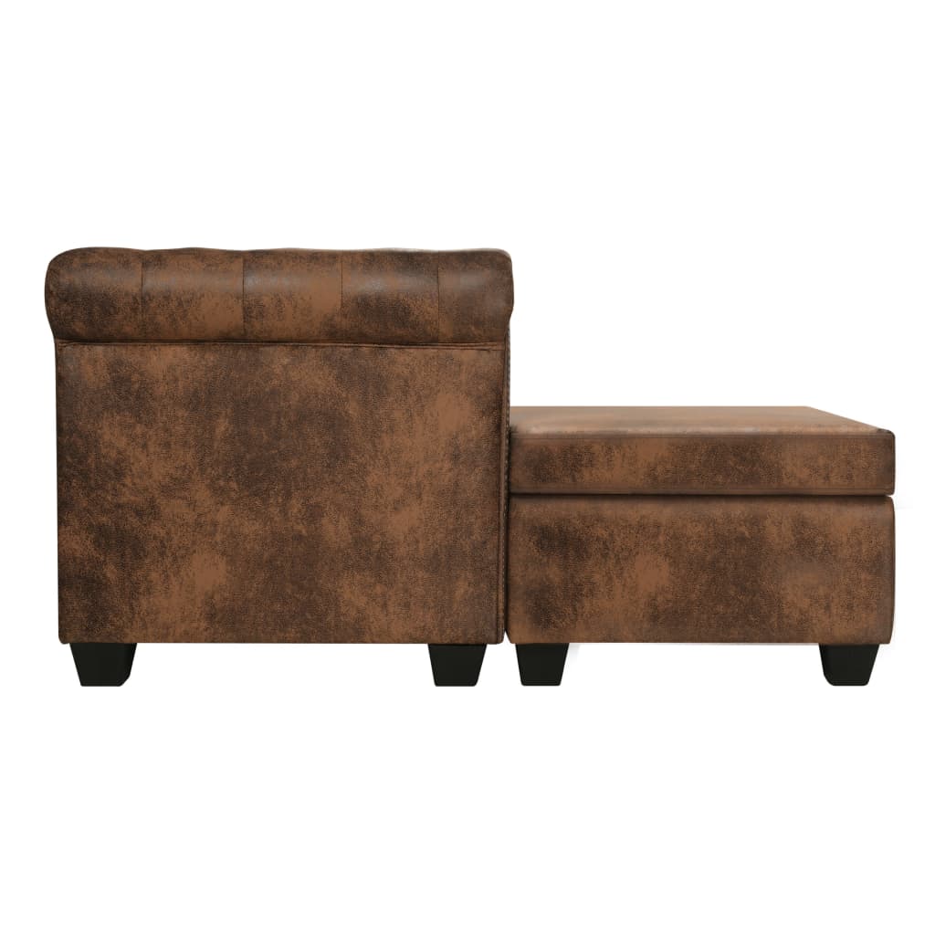 Chesterfield-Sofa L-Form Kunstwildleder Braun