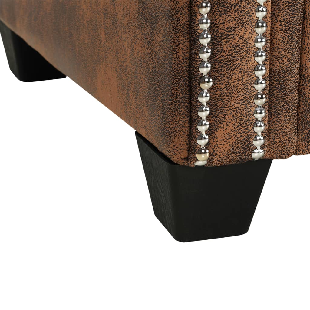 Chesterfield-Sofa L-Form Kunstwildleder Braun