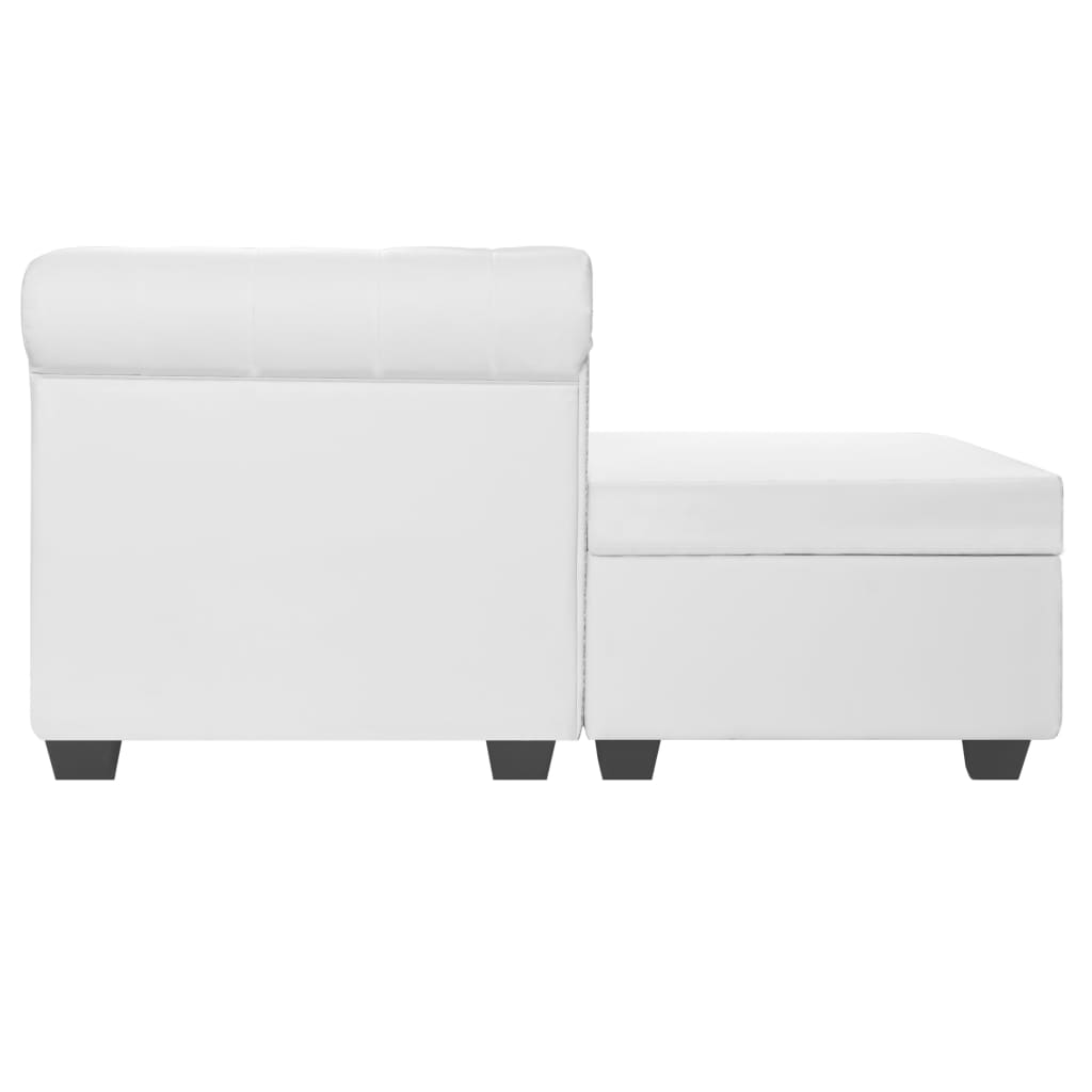 Canapé Chesterfield en L similicuir blanc
