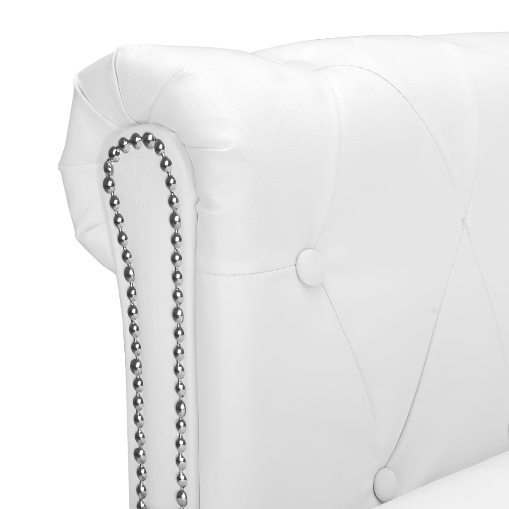 Canapé Chesterfield en L similicuir blanc