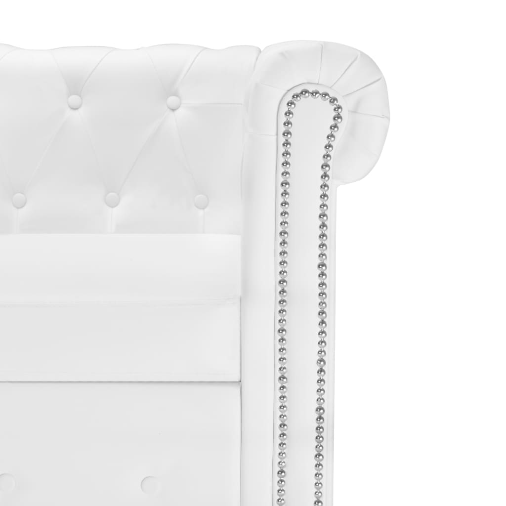 Canapé Chesterfield en L similicuir blanc