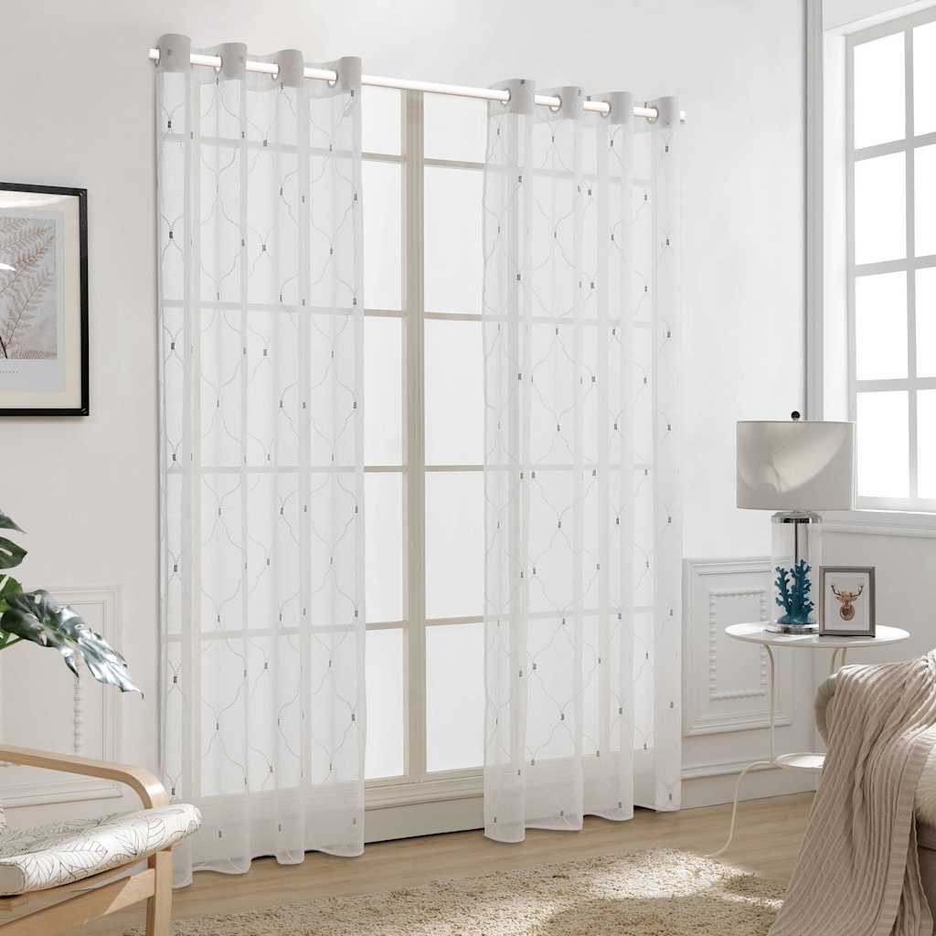 Vorhänge 2 pcs Weiß 140 x 245 cm Polyester