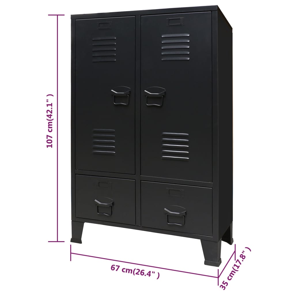 Wardrobe metal industrial style 67 x 35 x 107 cm black