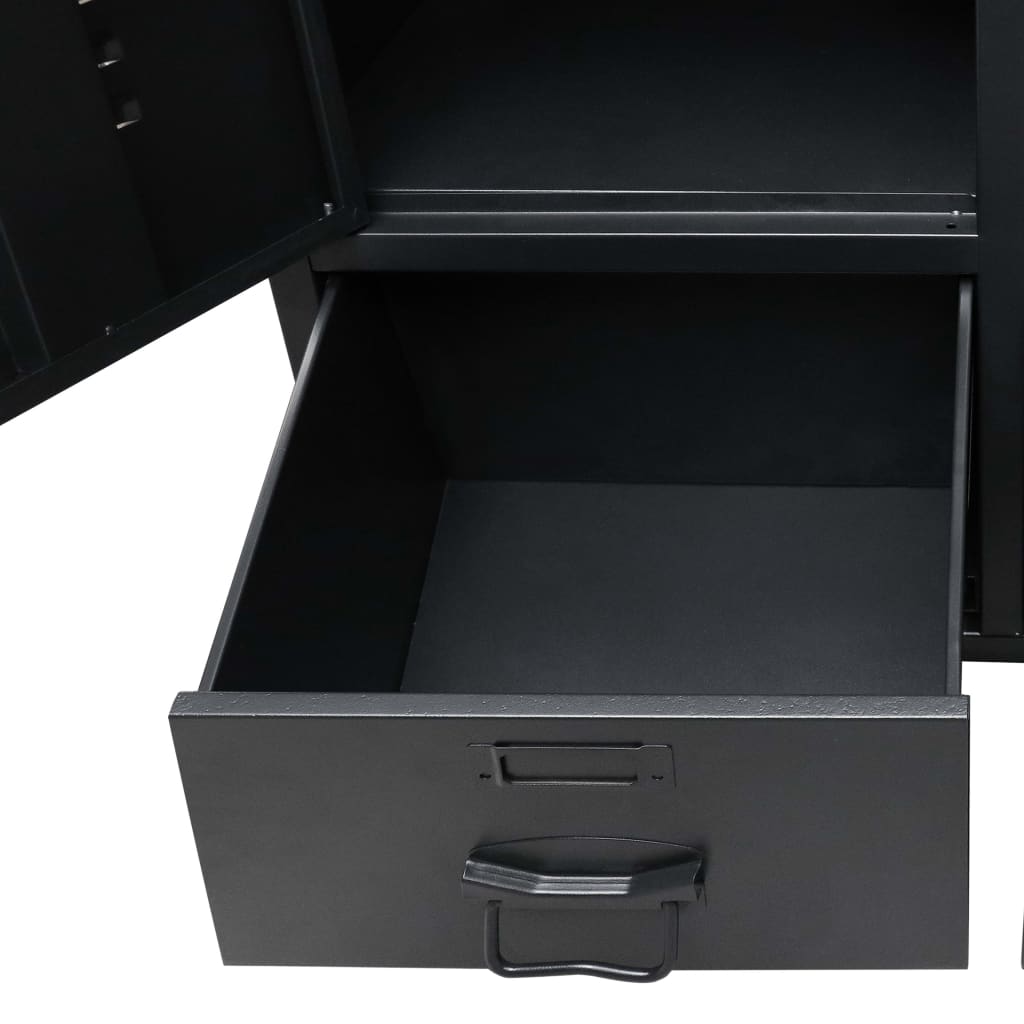 Kleiderschrank Metall Industrie-Stil 90 x 40 x 180 cm Schwarz