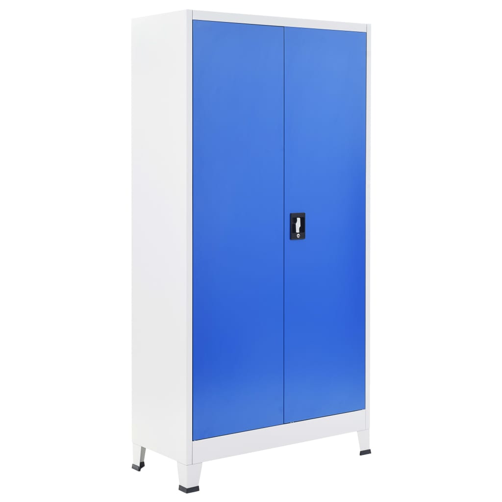 Armoire de bureau en métal 90 x 40 x 180 cm gris et bleu